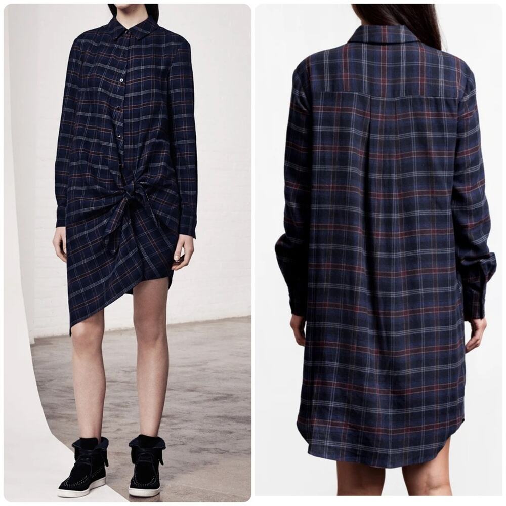 Thakoon Addition Flannel Plaid Side Tie Dress